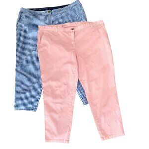 Talbots Girlfriend Chinos Ankle Length Two Pair Bundle Plus Size 22W Pink Blue